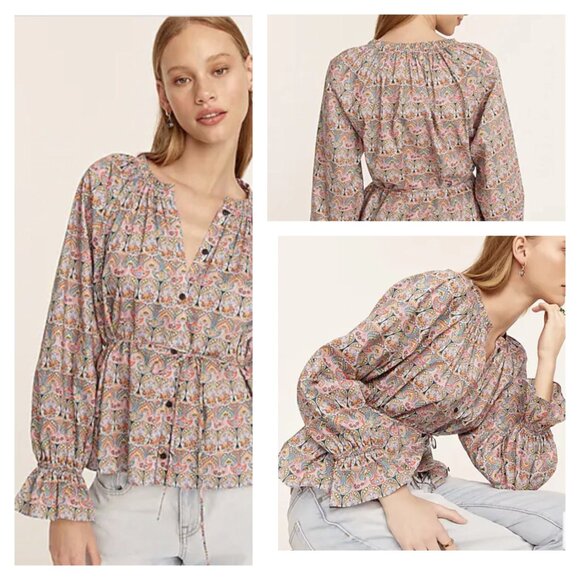 J. Crew Tops - J CREW x Liberty of London M Tie-Waist Cotton Top Giorgia Duke Print